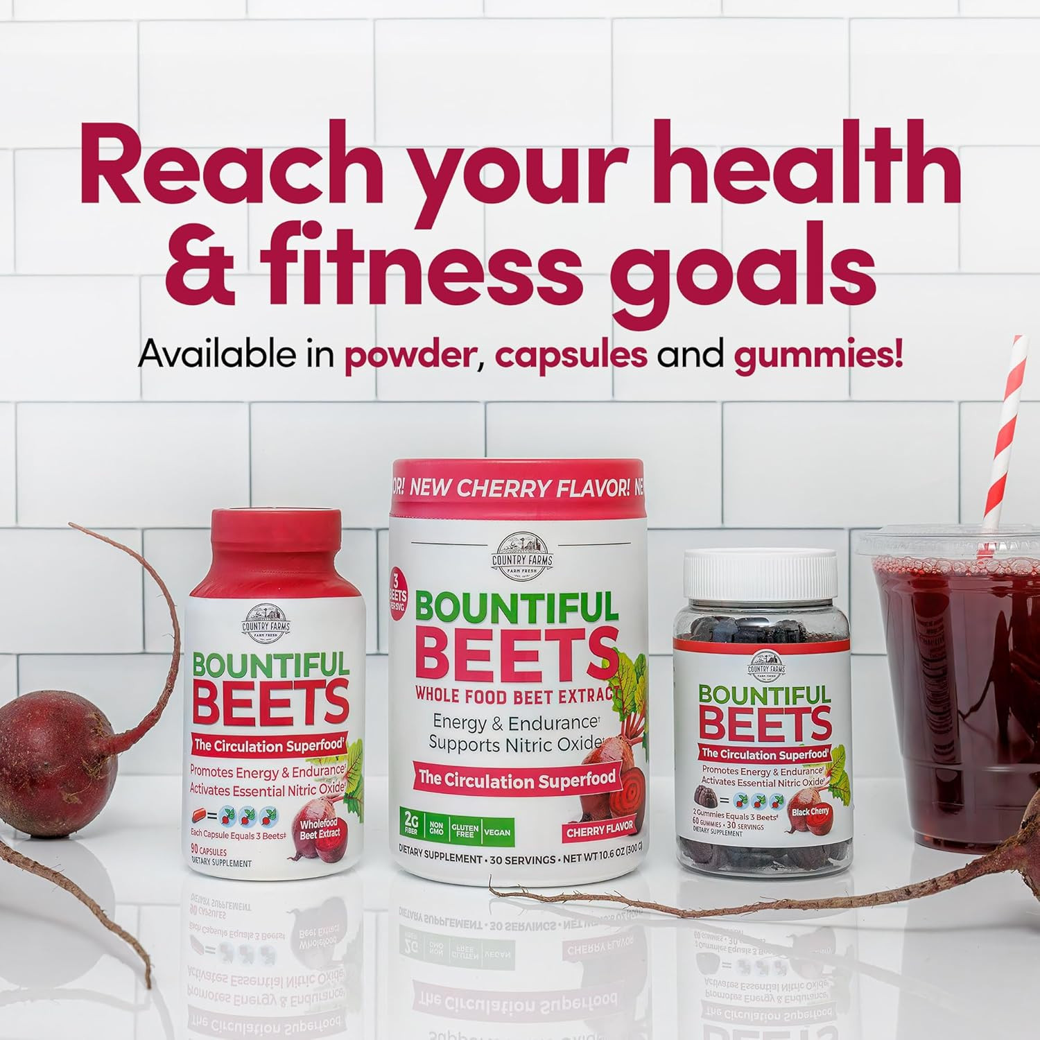 Country Farms Bountiful Beets Root Capsules, Wholefood Beet Extract Superfood, N