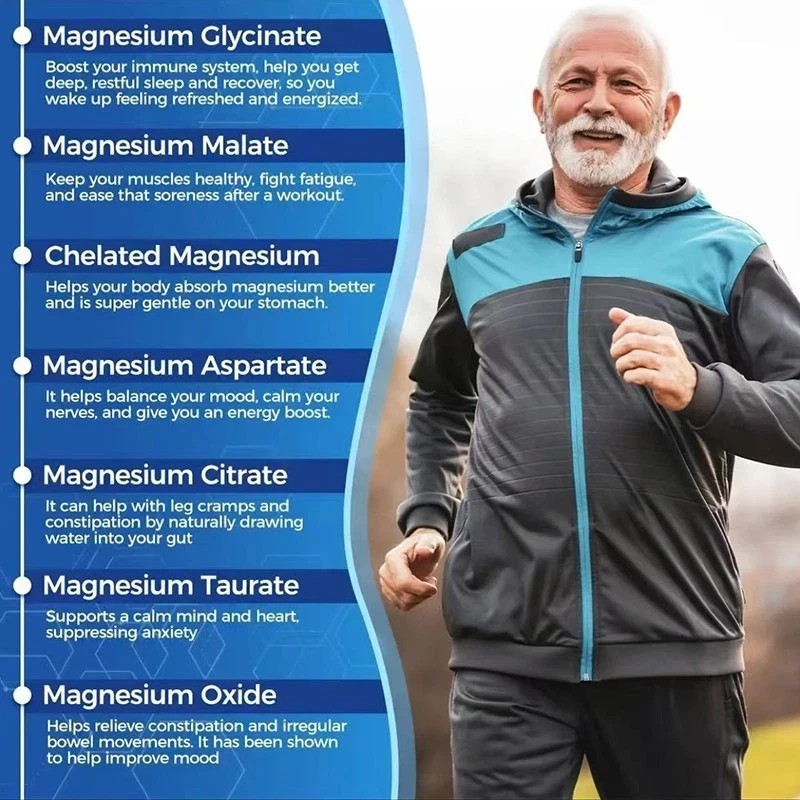 Viyouth Magnesium 7 Complex Capsules 60 Count Sleep Support Bone Health.