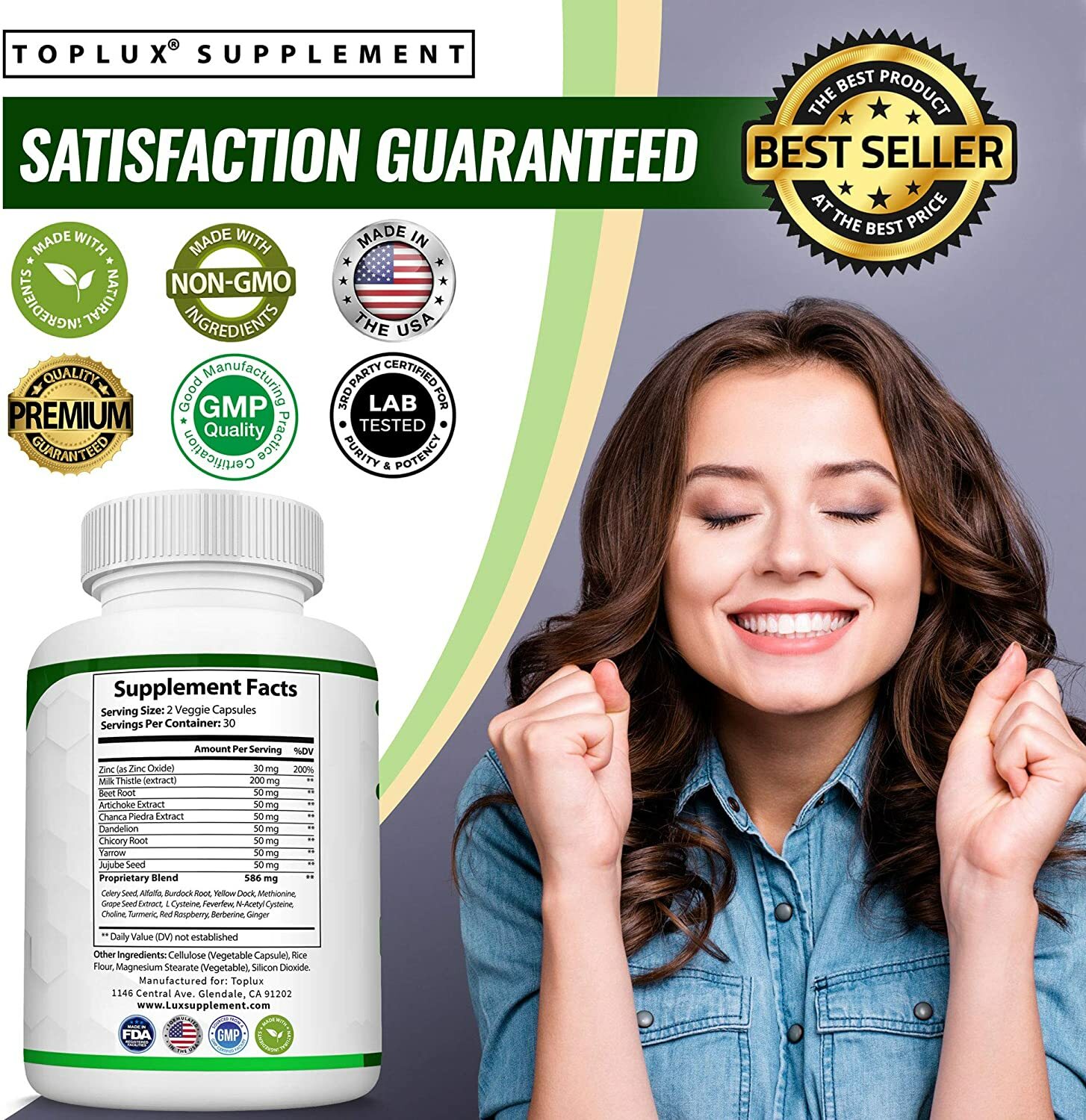 Premium Liver Cleanse Detox & Repair THREE BOTTLES Formula +22 Herbs Support