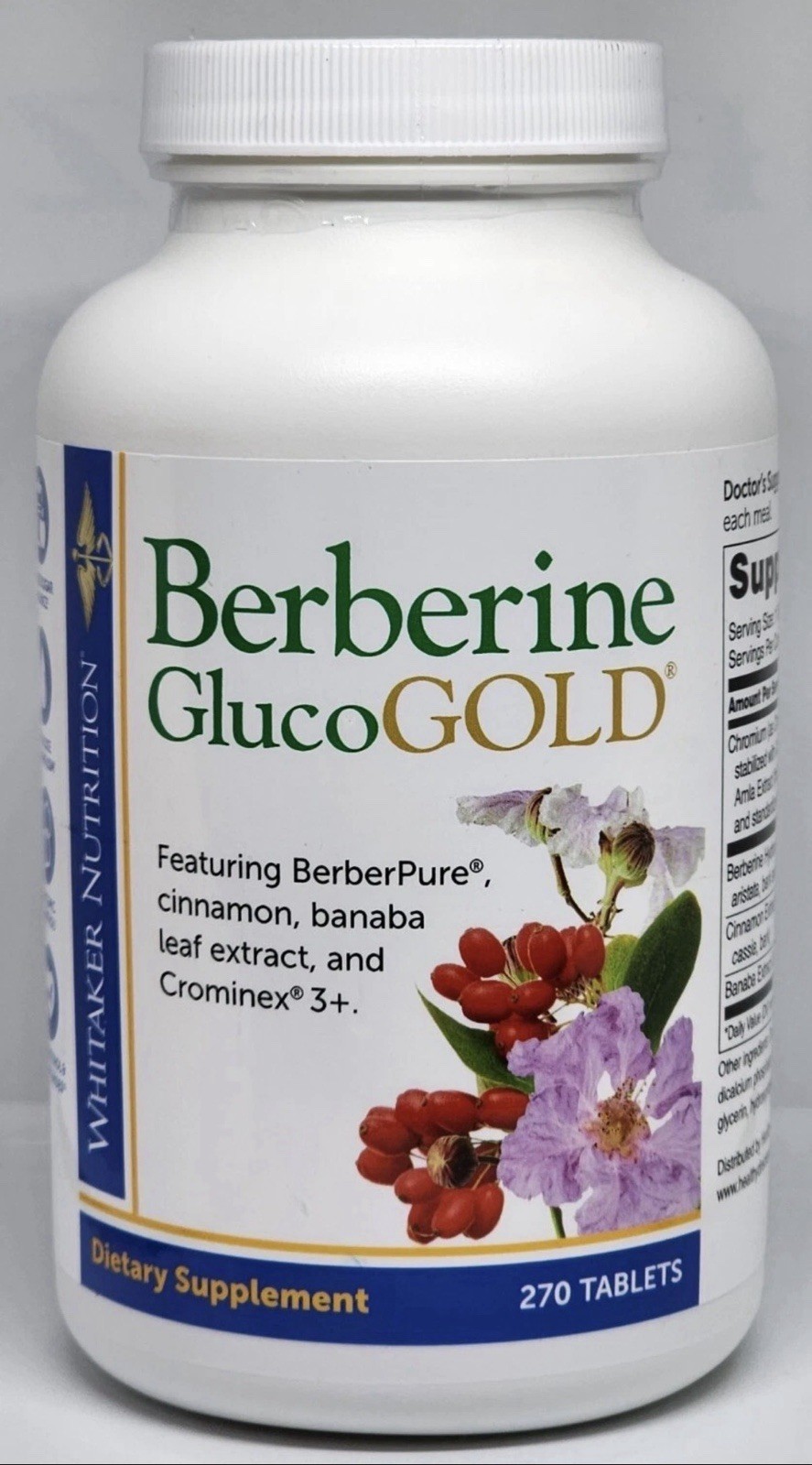 Dr. Whitaker Berberine GlucoGold Improved Formula 270 Tablets Sealed Exp 01/2027