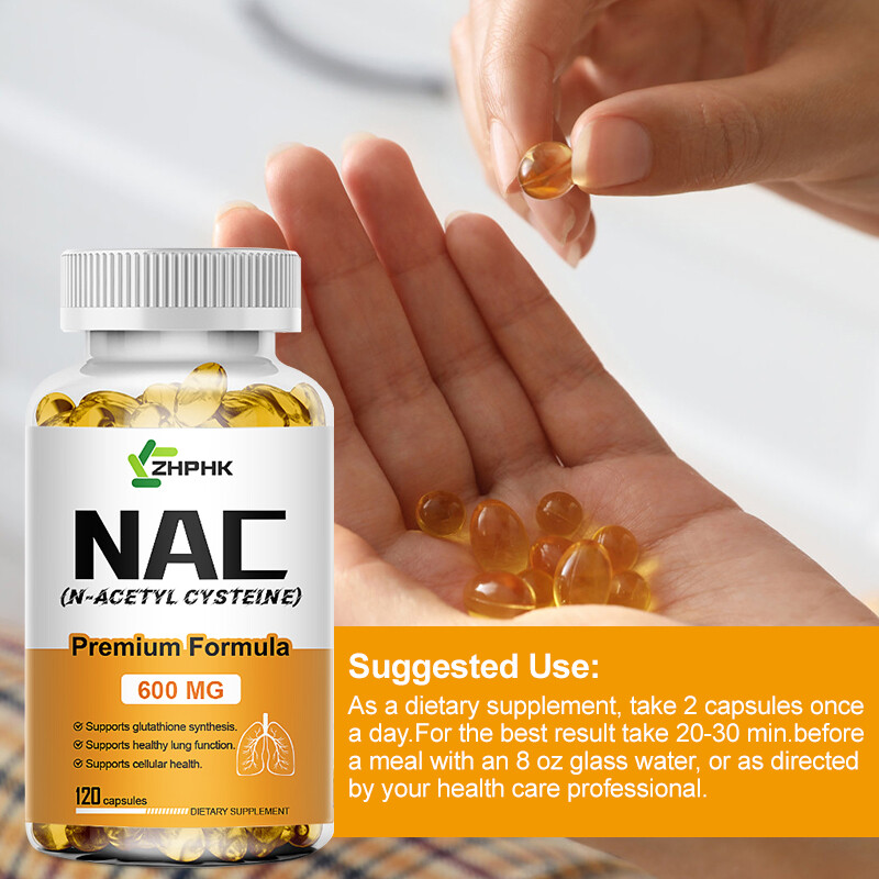 NAC N Acetyl Cysteine 600mg | 120 Caplets | Non-GMO, Gluten Free | by ZHPHK