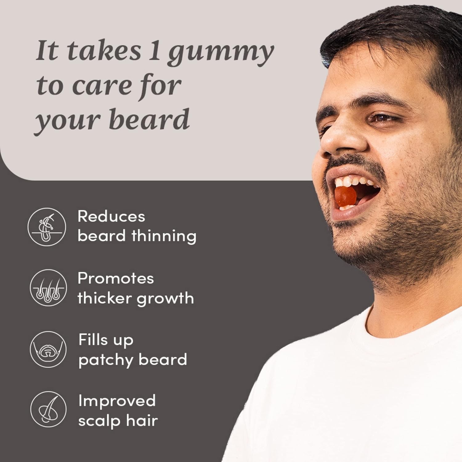 Man Matters Beard Gummies 30 Days Biotin & Creatine Beard Growth Support