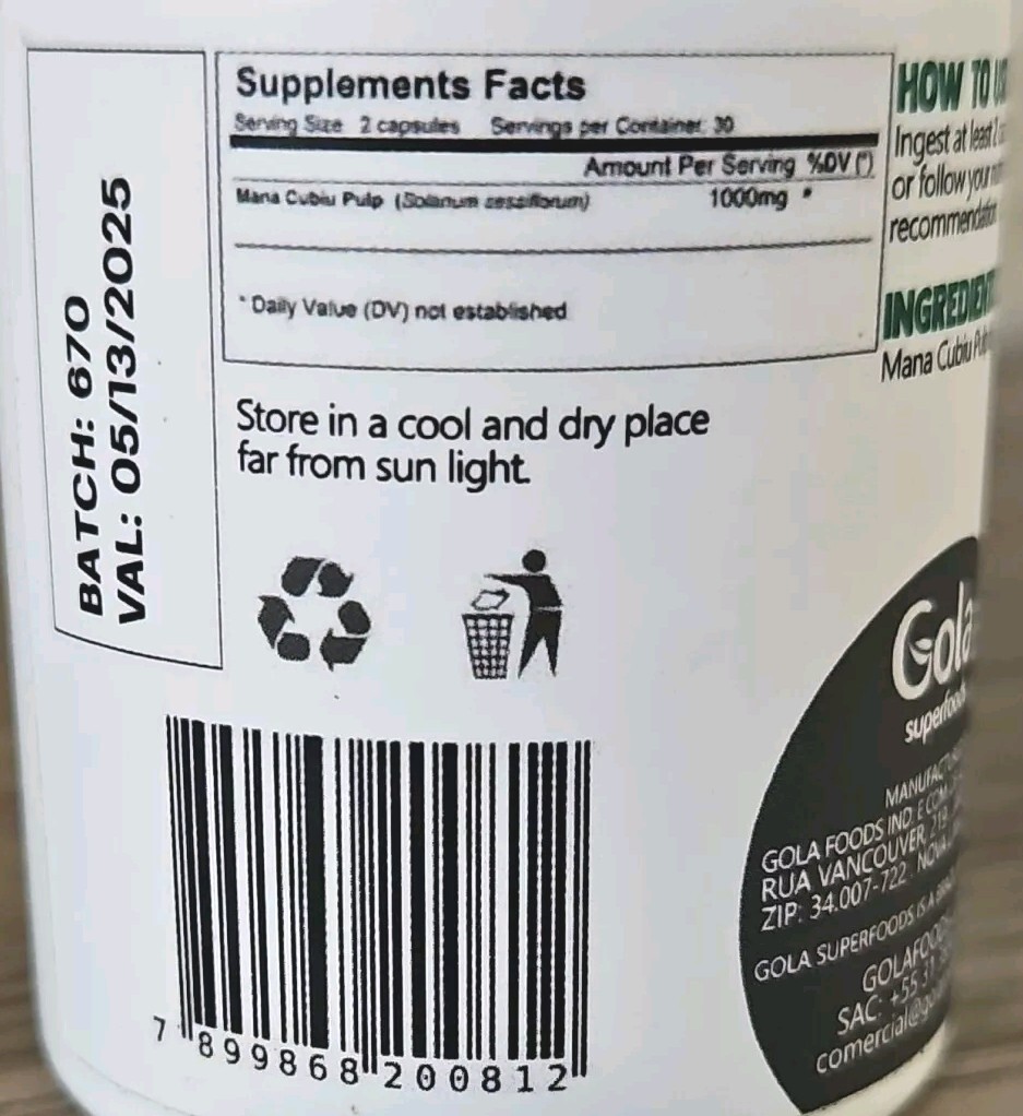 GOLA SUPERFOOD MANA CUBIU- Reduce Cholesterol Levels Exp. 05/2025