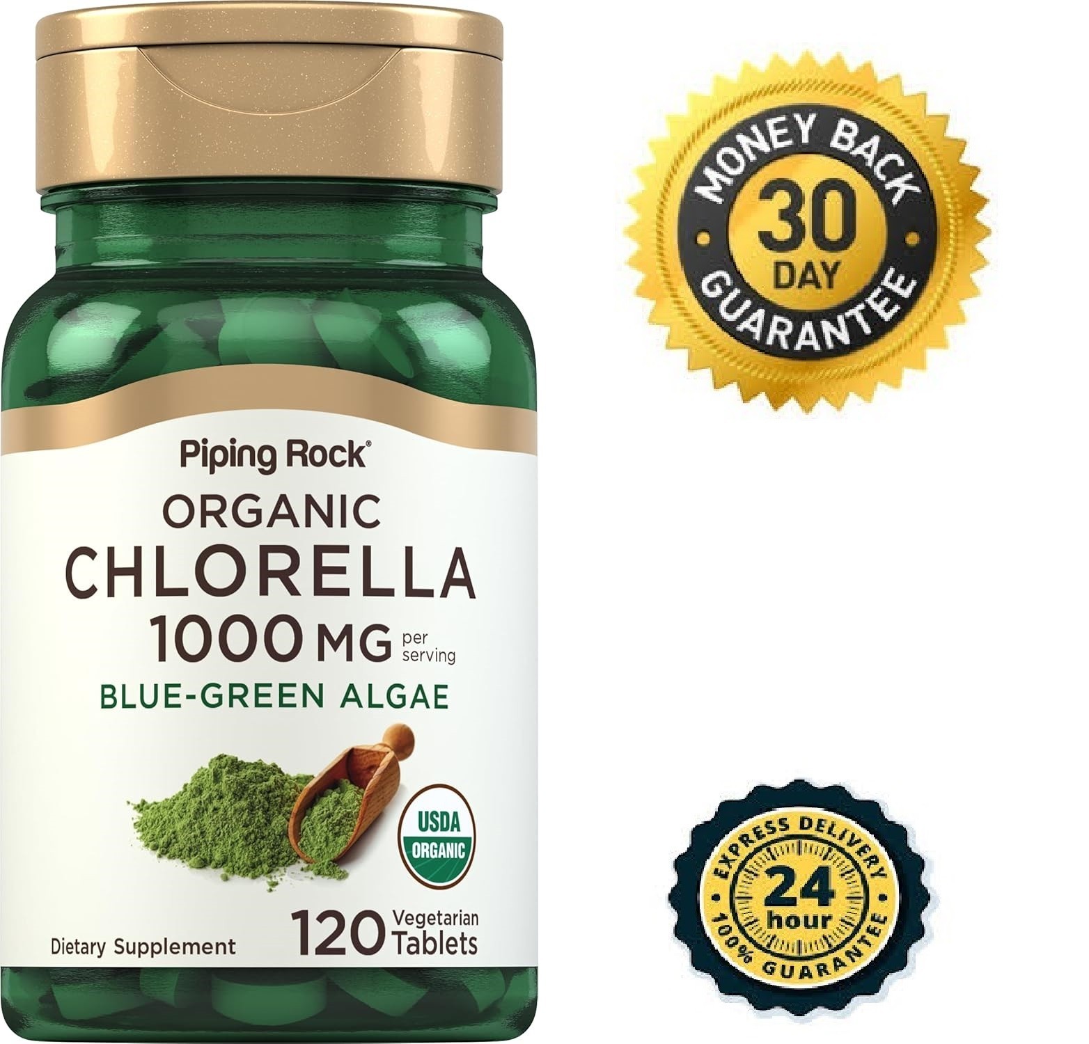 Piping Rock Chlorella | 1000Mg | 120 Tablets | Blue-Green Algae | Broken Cell Wa