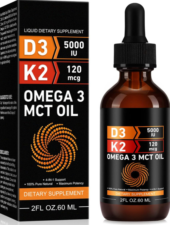 Vitamin D3 and K2 Liquid Drops – Supplement for Healthy Heart, Immune System New