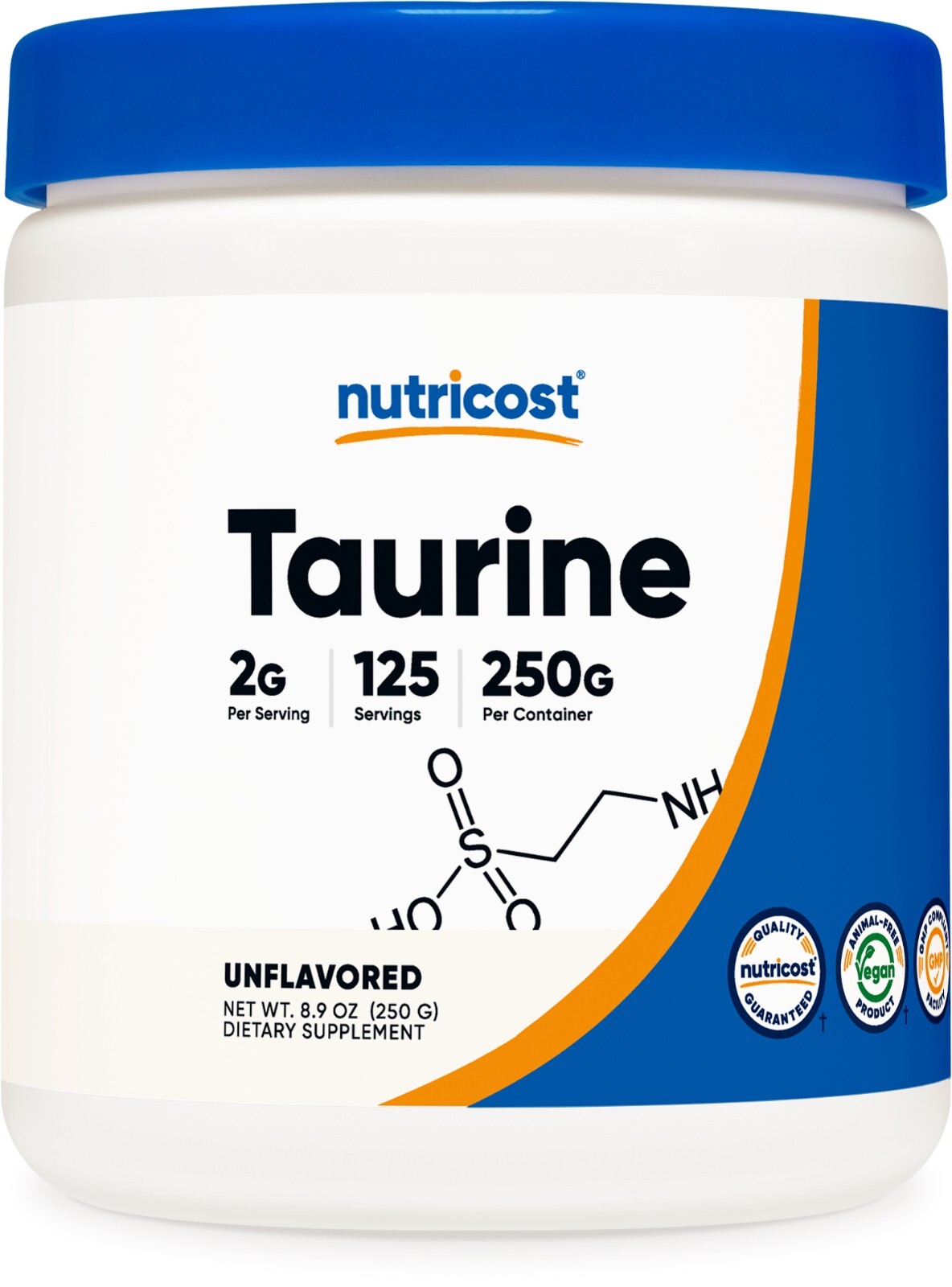 Nutricost Taurine Powder 250 Grams – 125 Servings, 2000mg Per Serving