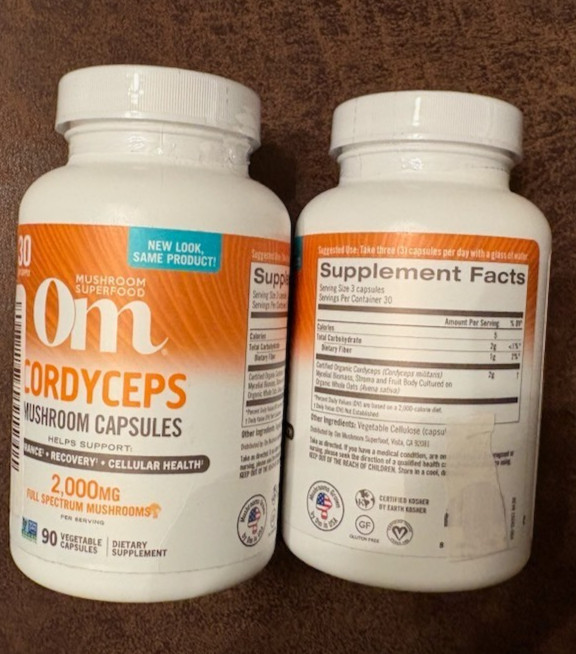 Om Cordyceps Mushroom Superfood 2000mg Endurance Recovery 90 Ct Exp 3/27 Qty 2