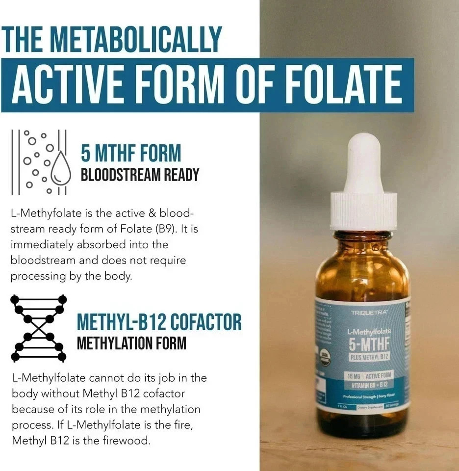 L-Methylfolate 5-MTHF Plus Methyl B12 15 MG Active Formula B9 NEW!