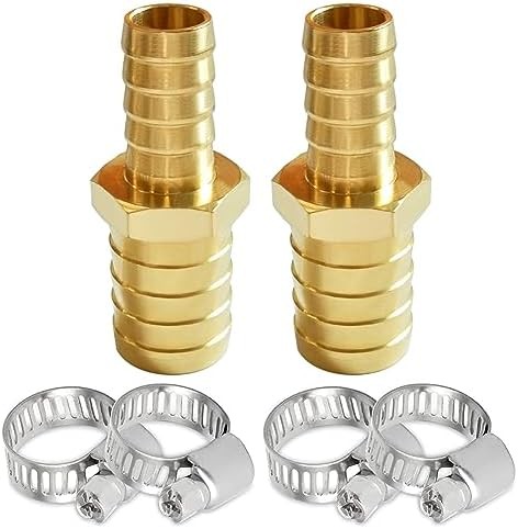 Uenede 2PCS Brass 3/8″ to 1/2″ OD Barb Reducer Barbed Hose Fittings with 4 Stain