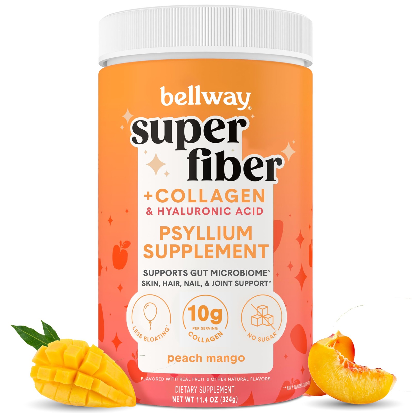 Bellway Super Fiber Powder + Collagen, Sugar-Free 11.4 Ounce (Pack of 1)