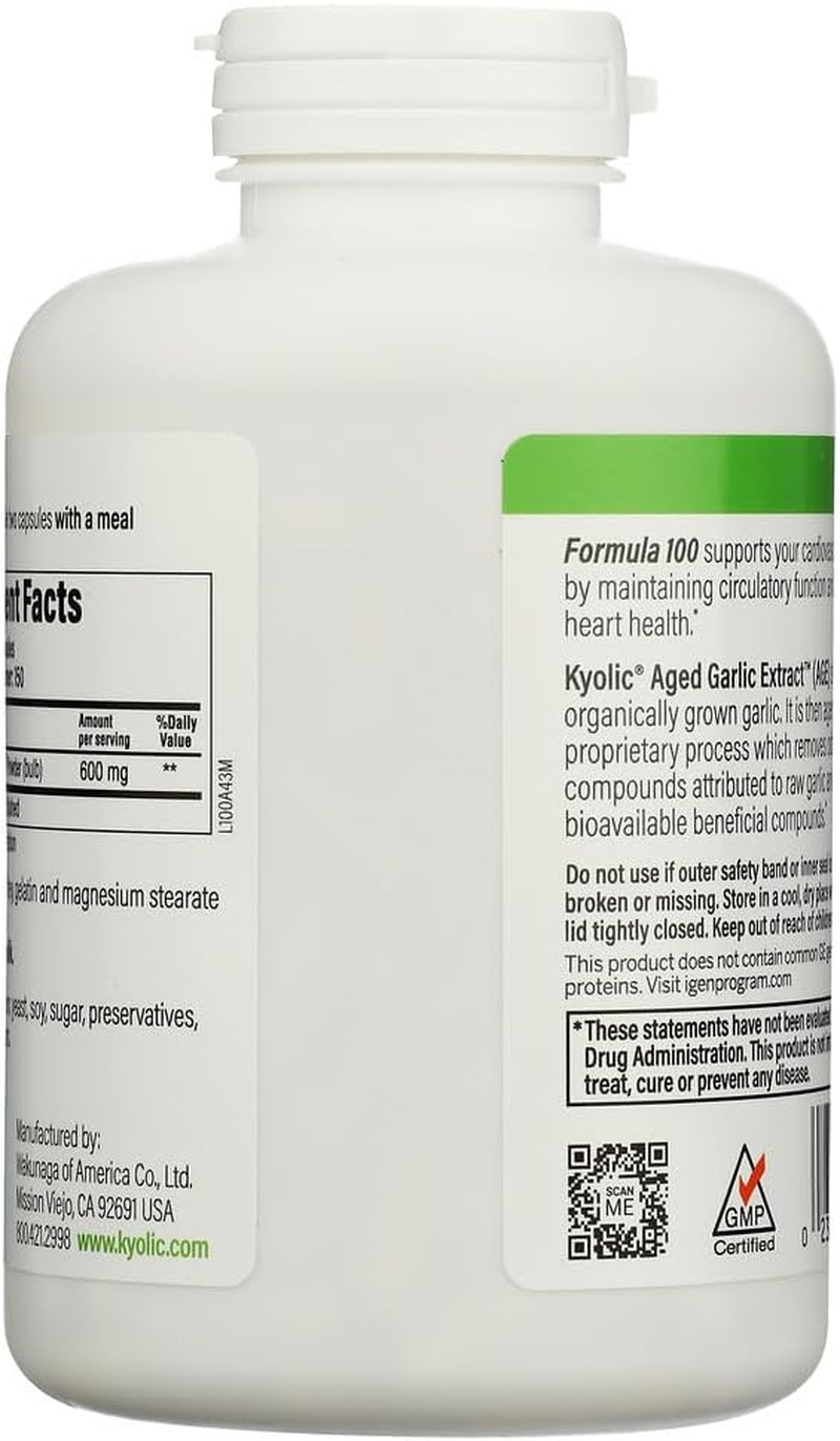 Aged Garlic Extract Formula 100 – Cardiovascular Health – Supports Circulatory F