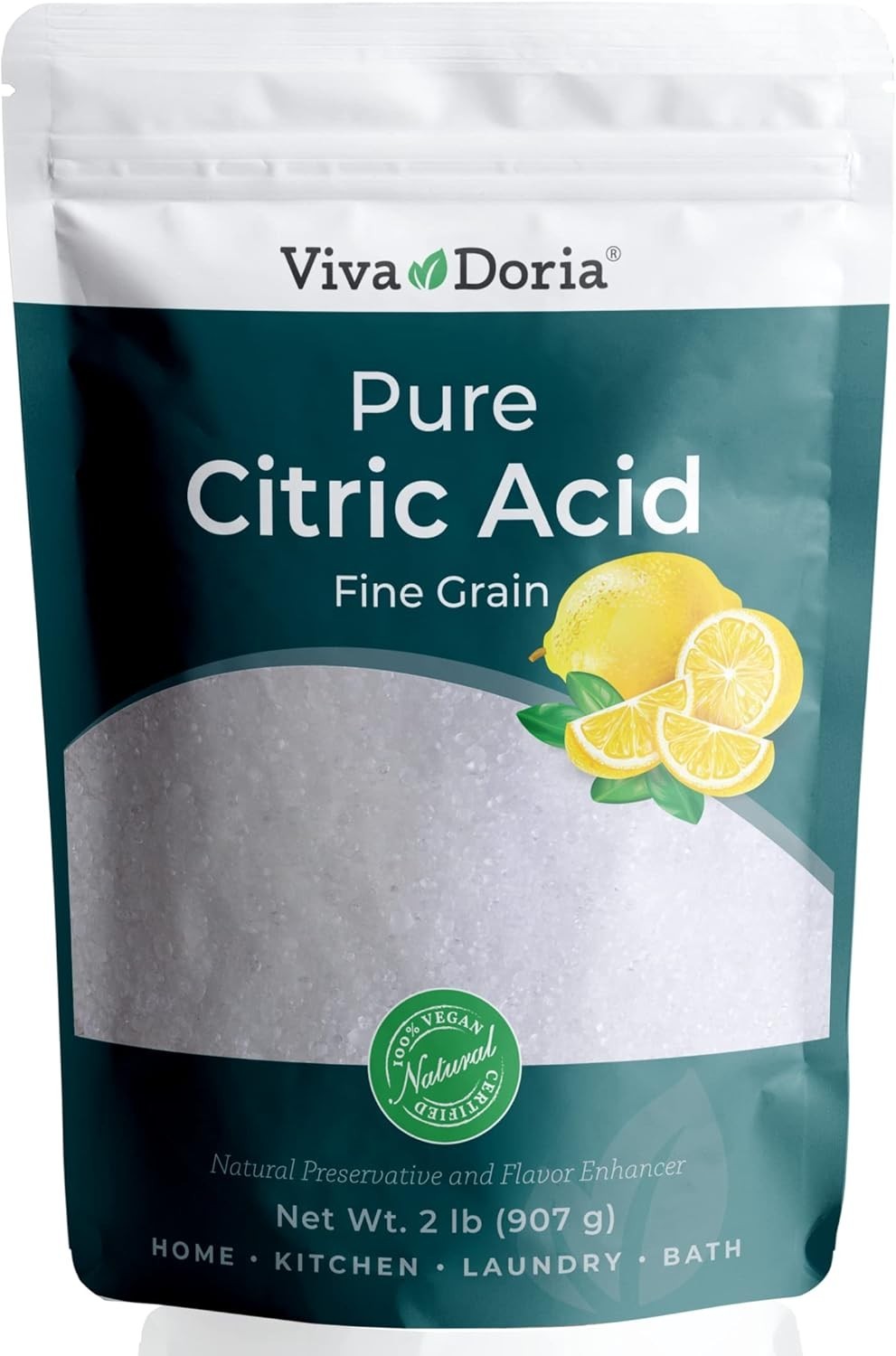 Viva Doria 100% Pure Citric Acid 2 lb Food Grade Fine Grain Powder 907g