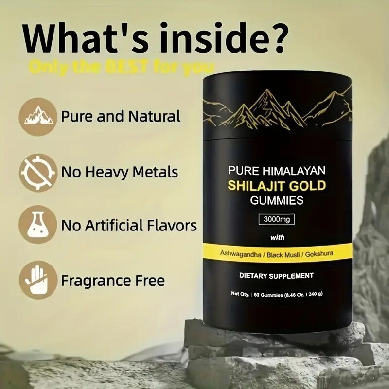 Pure Himalayan Shilajit GOLD Gummies, Organic, Extremely Potent 3000 mg