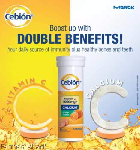 Cebion Vitamin C Effervescent Tablet Daily Supplement (1000mg x 40’s) X 2