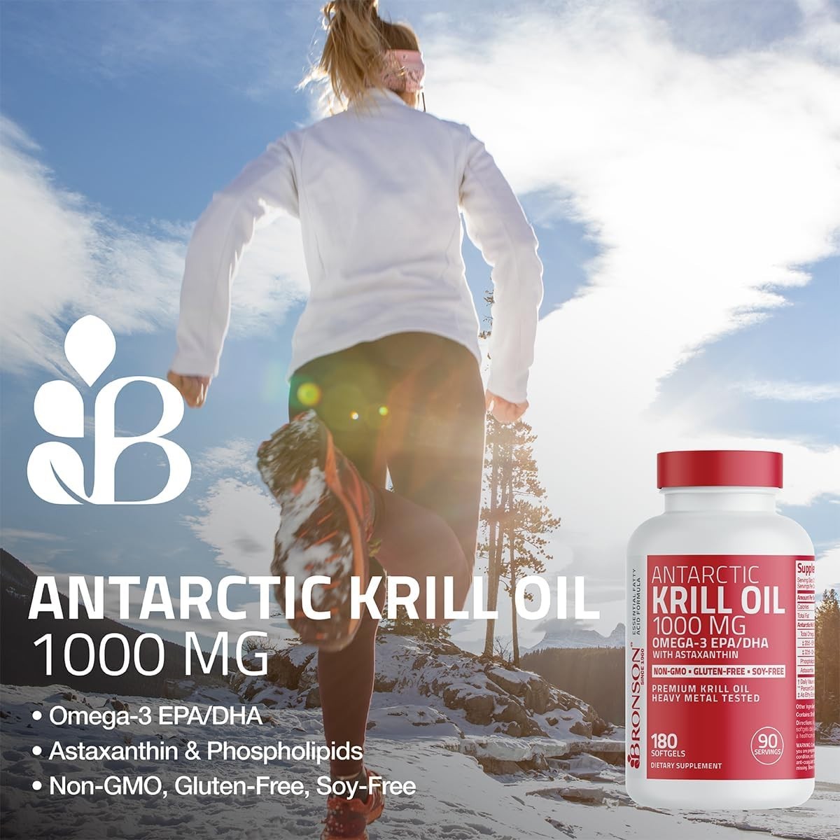 Antarctic Krill Oil 1000 mg with Omega-3s, 120 Softgels | Heavy Metal Tested,…