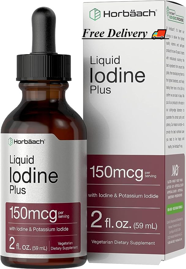 Liquid Iodine Solution Drops | 2 Fl Oz | 150 Mcg | Iodine & Potassium Iodine Sup
