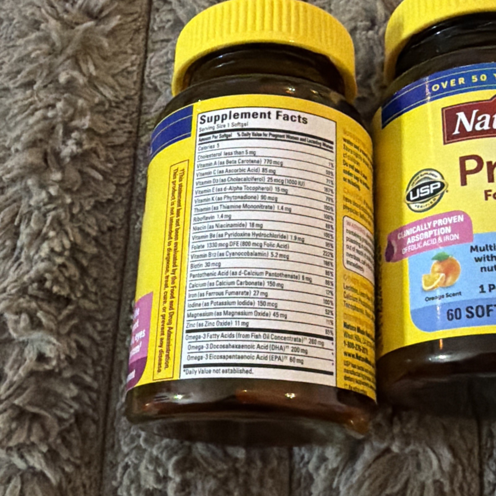 3X Nature Made Prenatal Folic Acid + DHA ~ 60 Softgels Each ~ EXP 02/27+