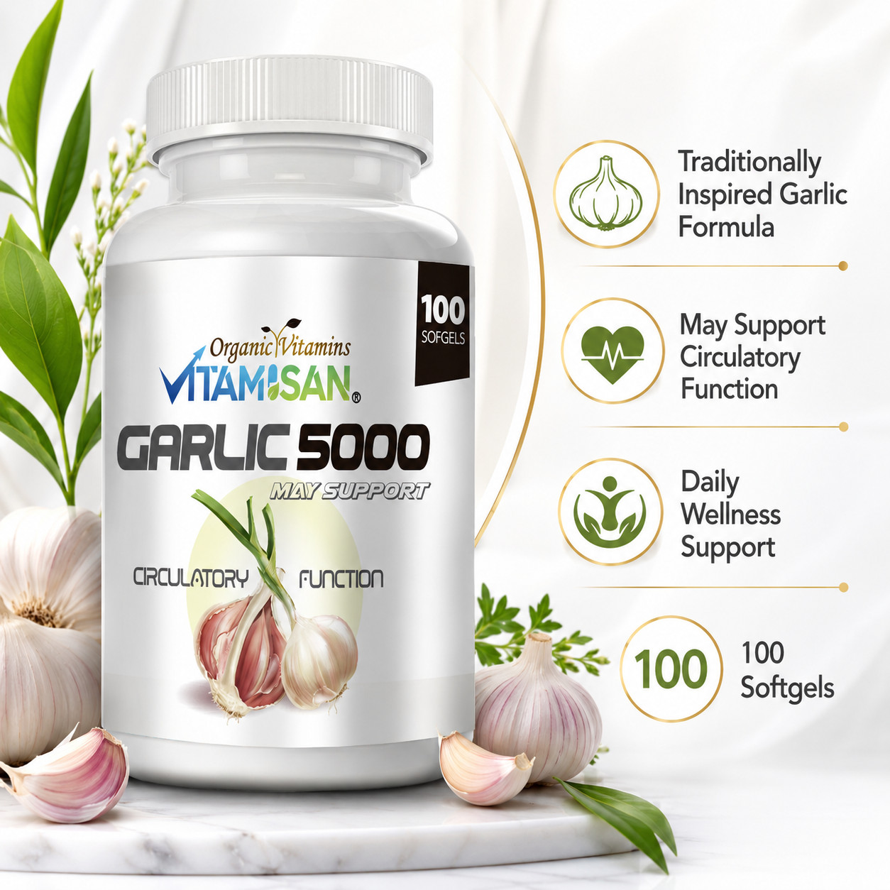 2x GARLIC OIL 5000 Cardiovascular Heart Cough Cold Support 200 ct OV