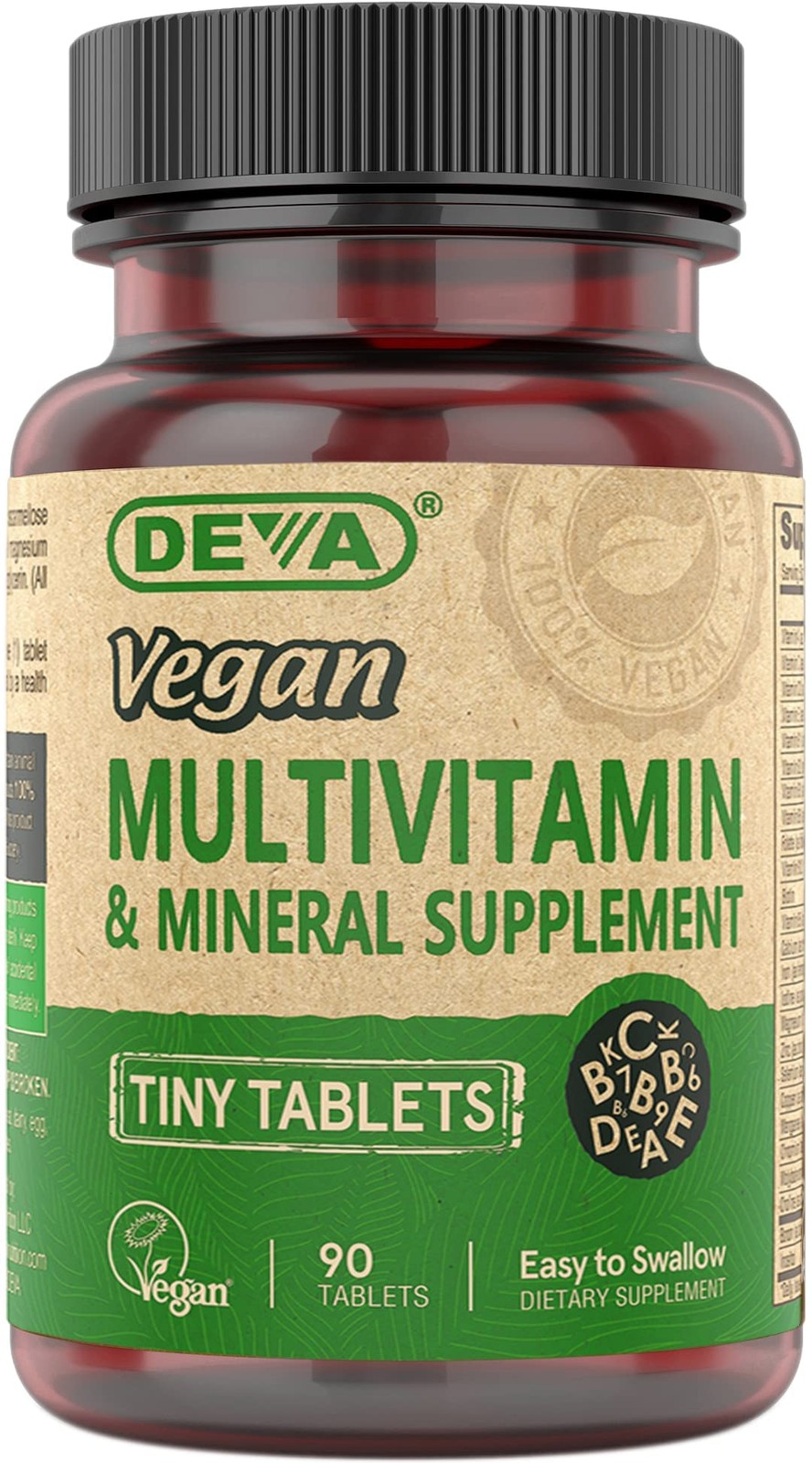 Vegan Multivitamin 90 Count Antioxidants Vitamins C E D B Complex Tablets