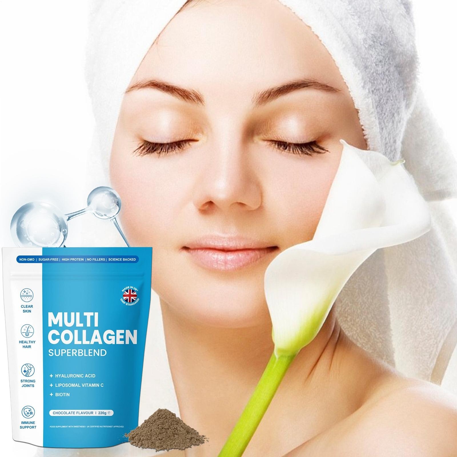 Multi Collagen Superblend Elevate Sealed Collagen Powder Chocolate Flavor, 220g