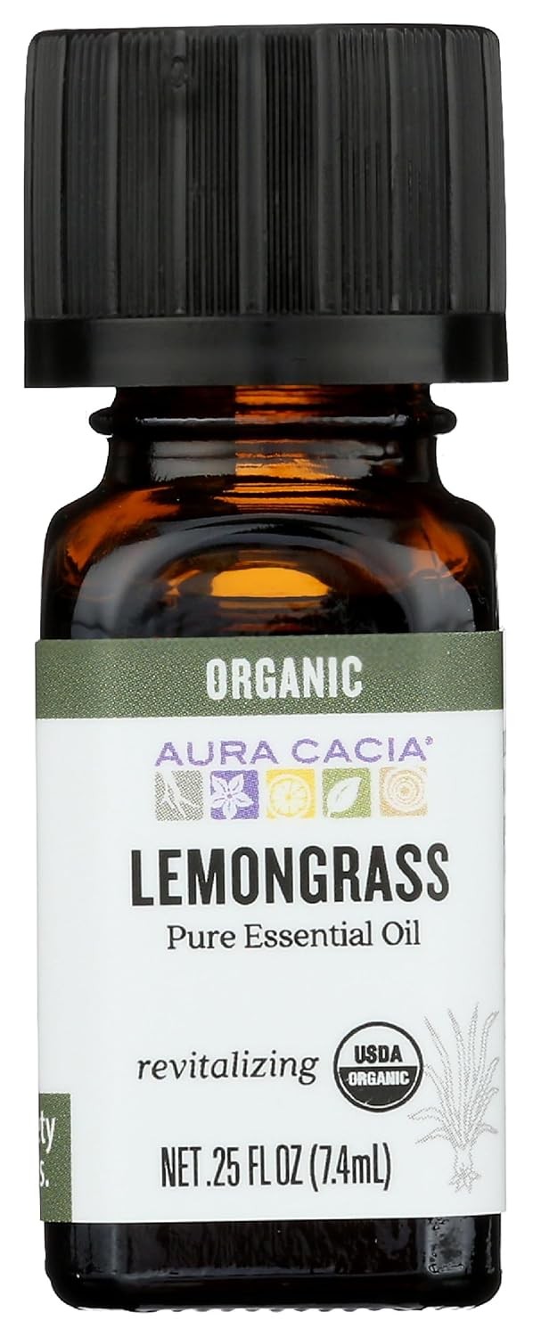 Organic Lemongrass Essential Oil, GC/MS Tested for Purity, 7.4ml, 0.25 Fl Oz