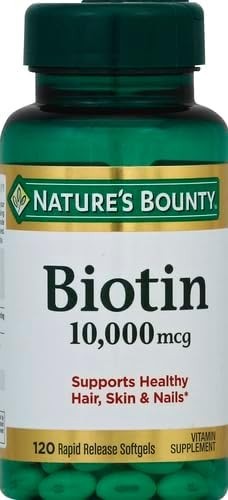 Nature’s Bounty Biotin 10,000 mcg Hair Skin & Nails Vitamins 120 Softgels Pack 2
