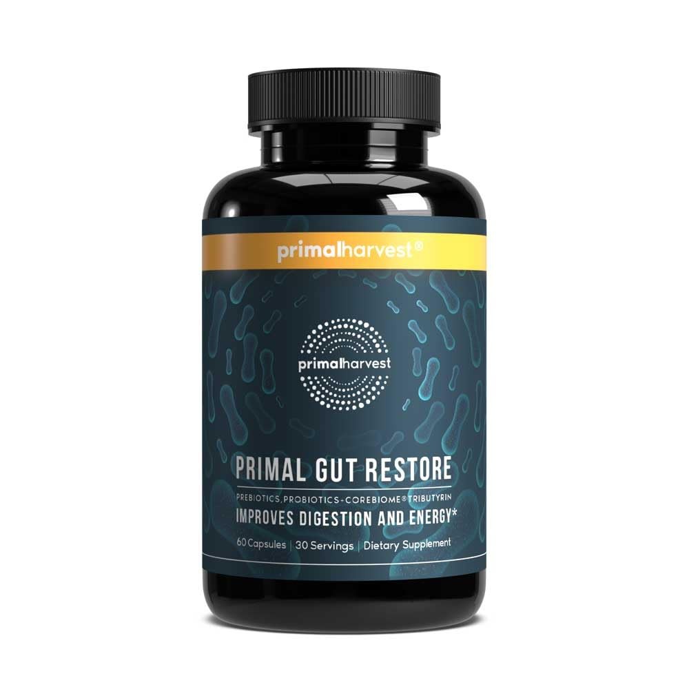 Gut Health Supplement Primal Harvest Restore 60 CT Probiotics Prebiotics Women