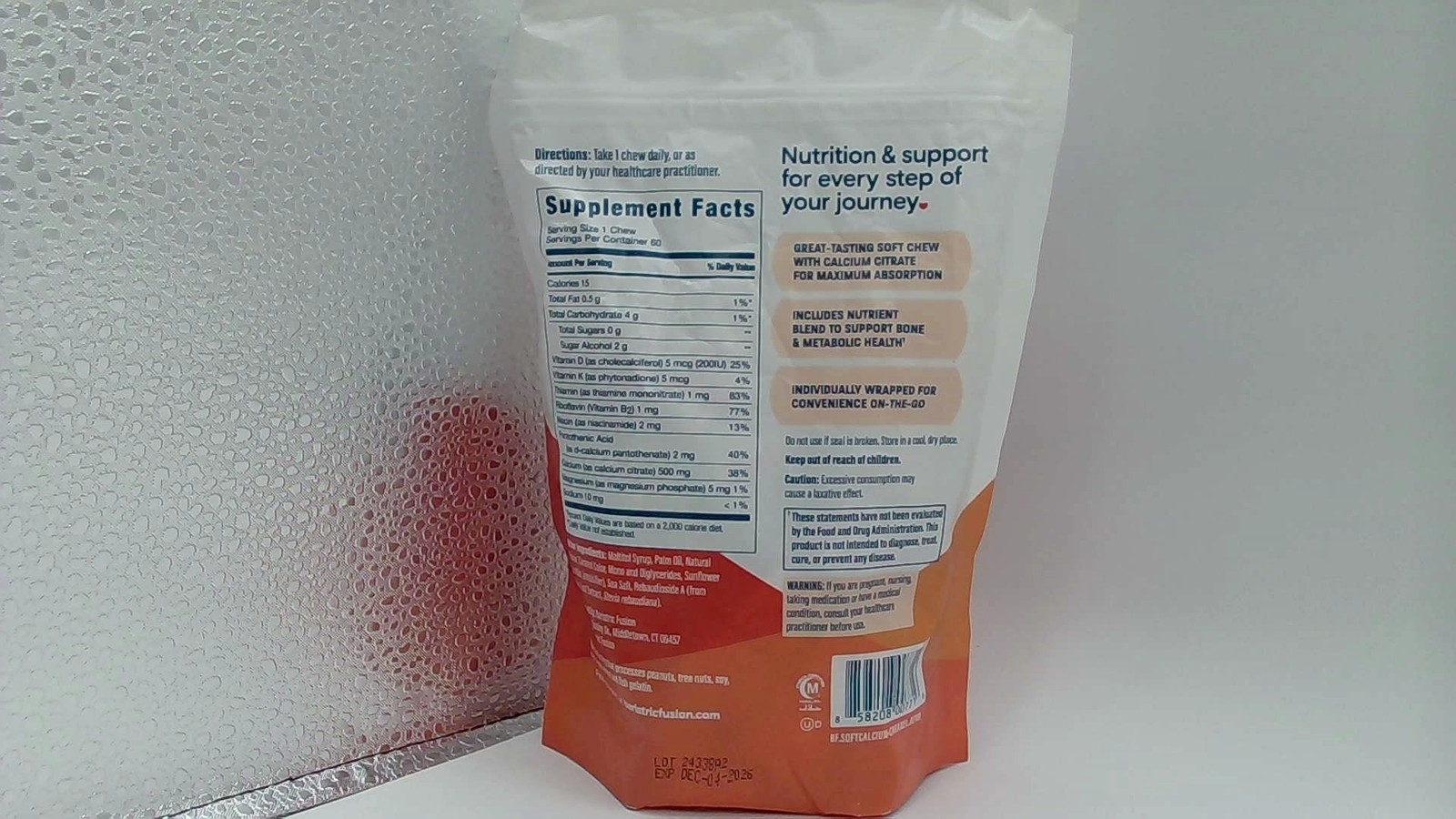 60 Fusion Carmel Bariatric Calcium Soft Chews Citrate Vitamin Dietary D3 -ii