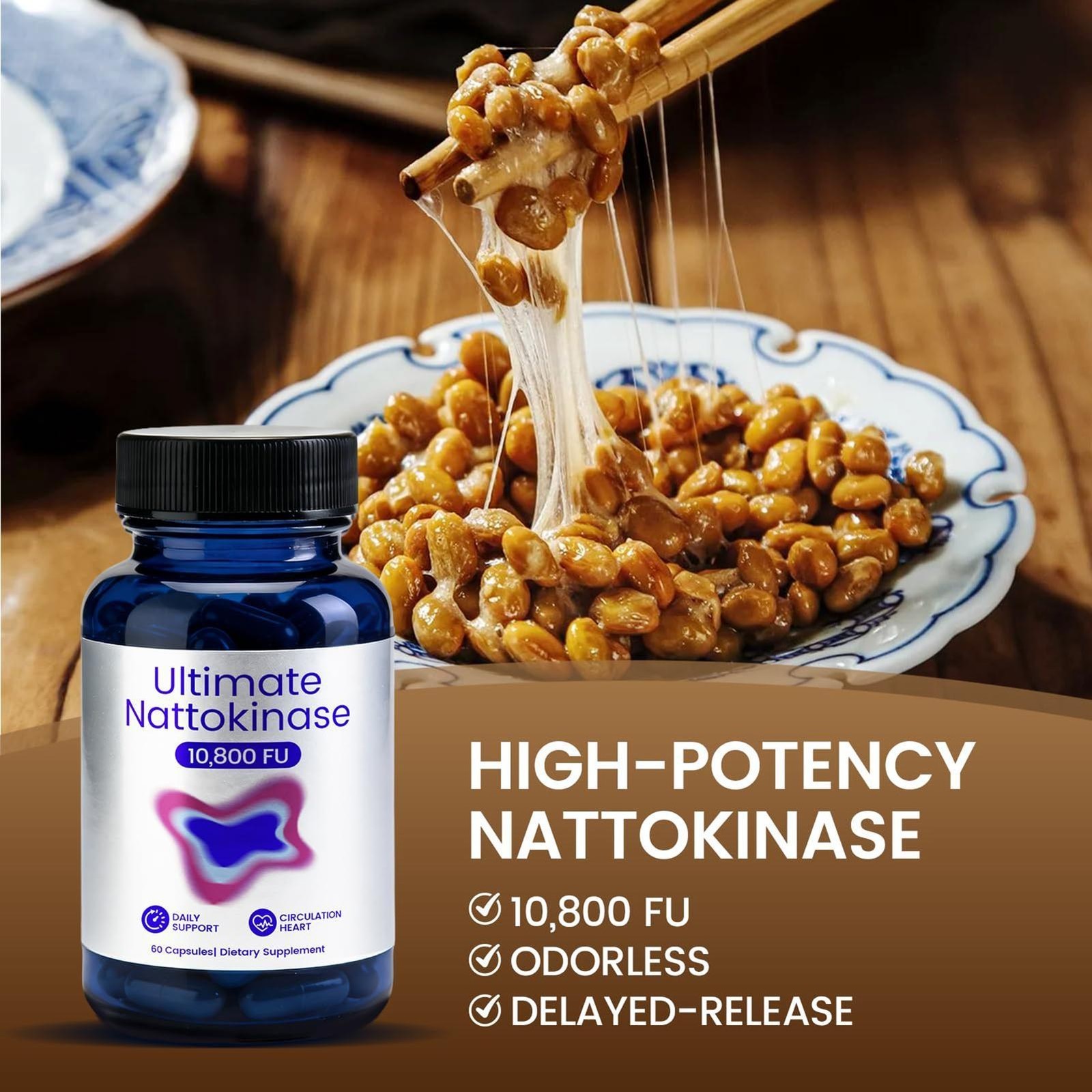 1-5 pack Nattokinase Supplement – 10800 FU 60 Capsules Per Serving US STOCK