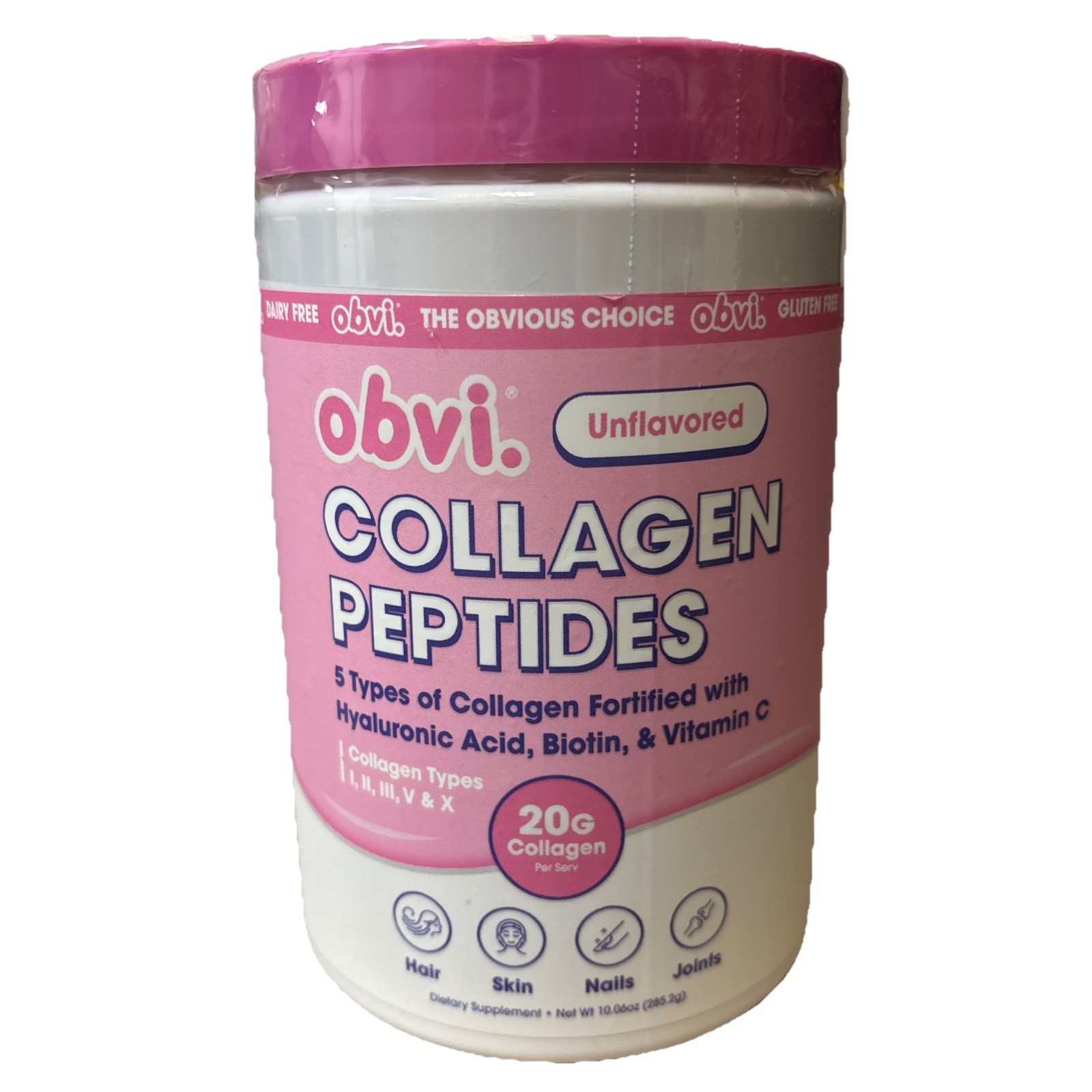 Obvi Collagen Peptides Unflavored 20G Collagen Per Serving 10.17oz BB 05/2028