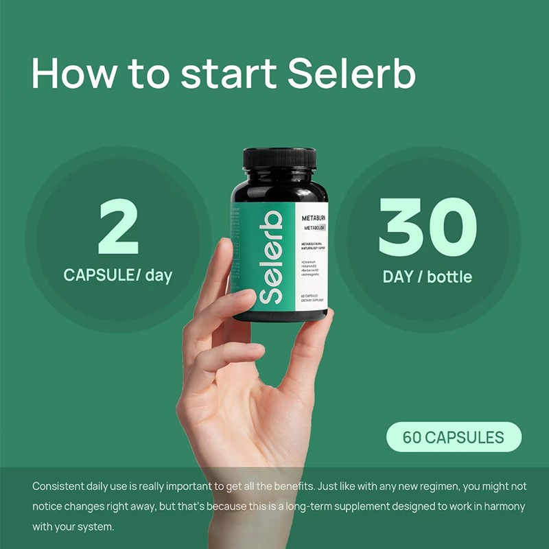 2 BOTTLES-Selerb Metaburn – Chromium, B12&Berberine HCl,60 Caps for Nutrient