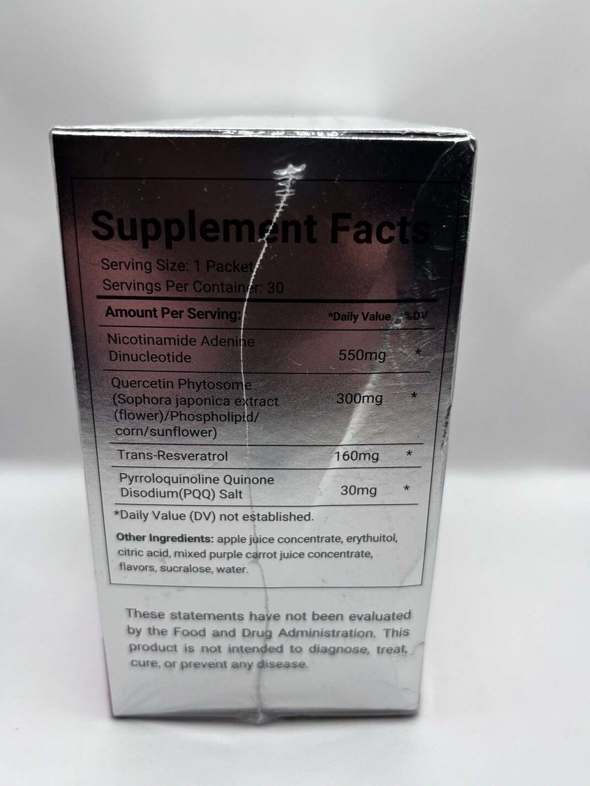 NAD+ Resveratrol CoQ10 D-Ribose PQQ 1000mg 30 packets 10.56 oz exp: 06/27