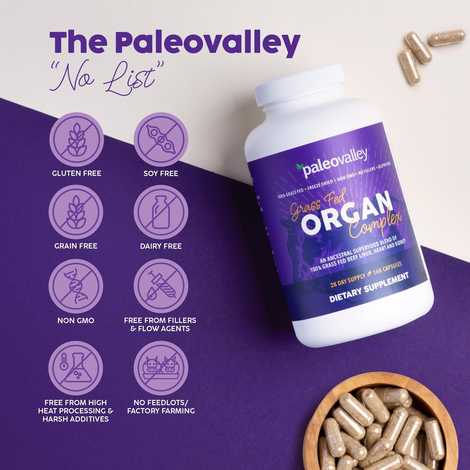 Paleovalley Grass Fed Beef Organ Complex FreezeDried Beef Liver, Heart, and …