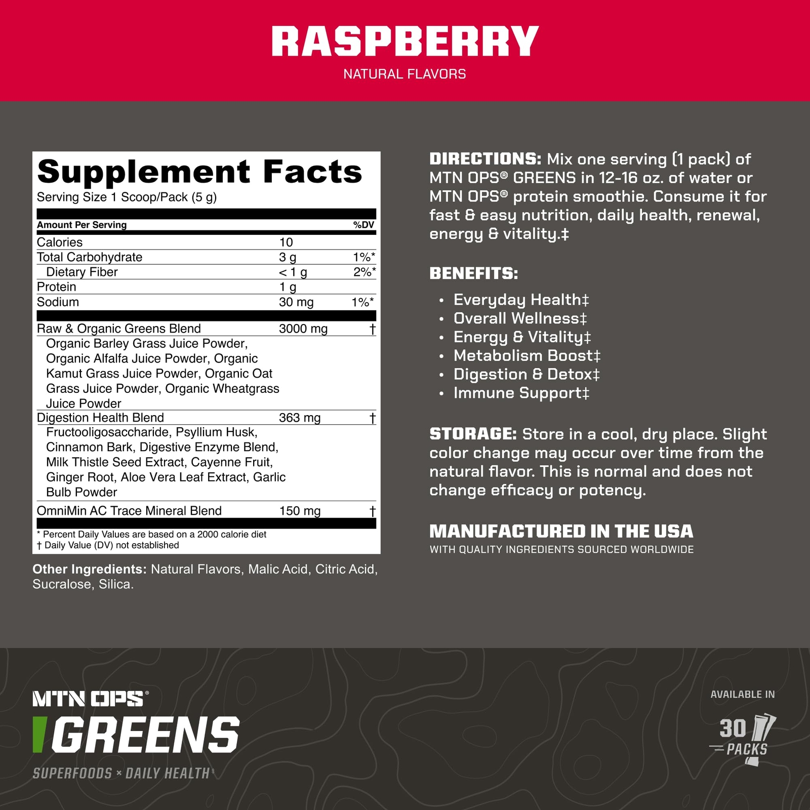 MTN OPS Super Greens Daily Immune Health and Energy Drink Powder – Digestive …