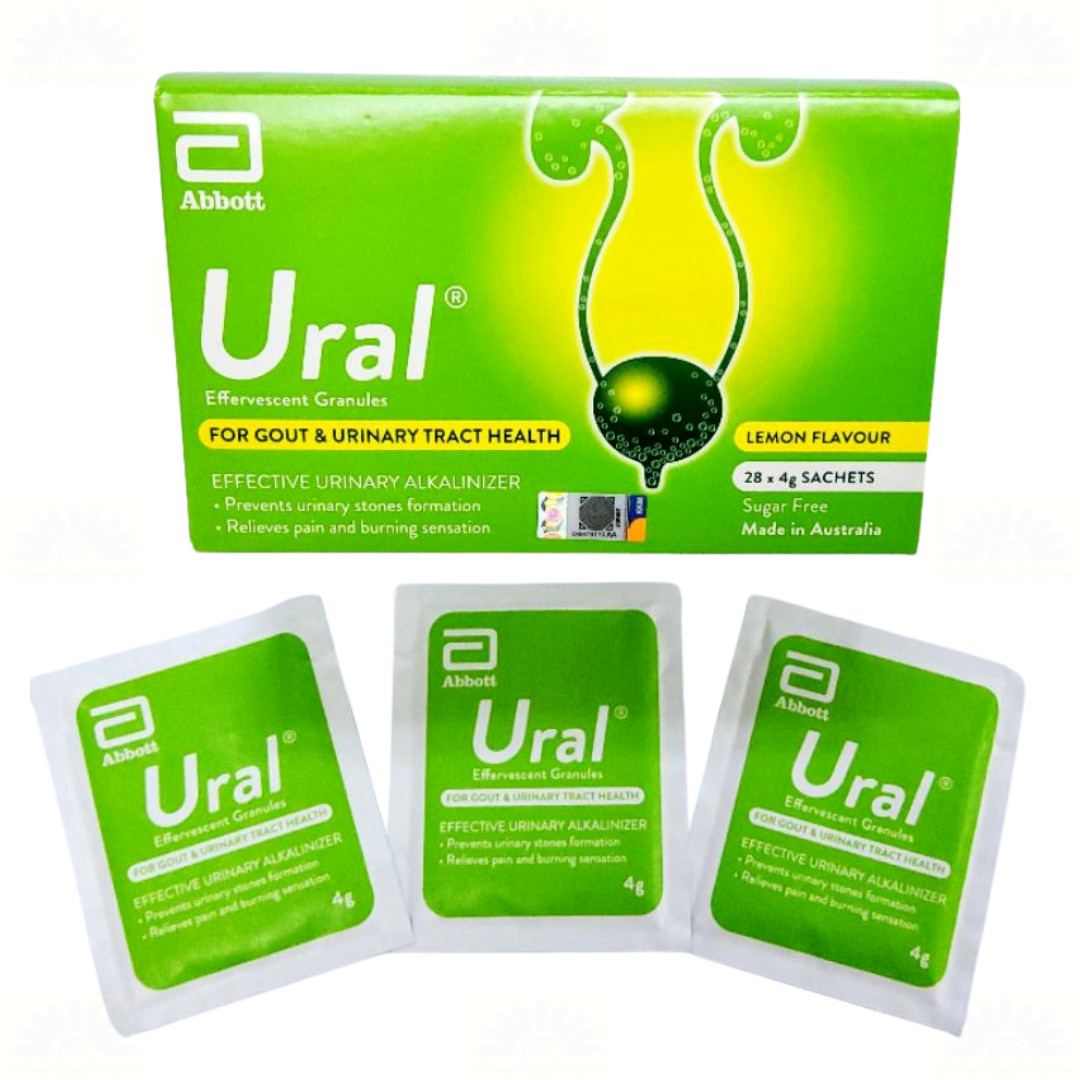 2x Abbott Ural Effervescent Granules Urine Alkalinizer 4g x 28 sachets