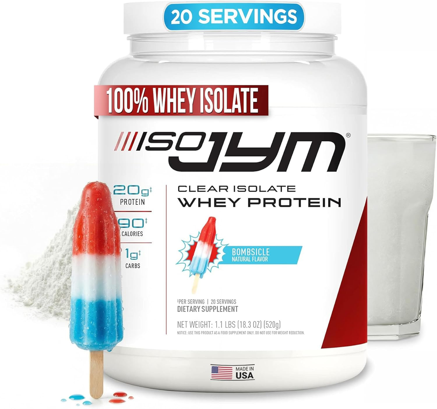 Iso JYM Bombsicle, 90 Calories, 100% Whey Protein Isolate, Zero Fat, Zero Sugars