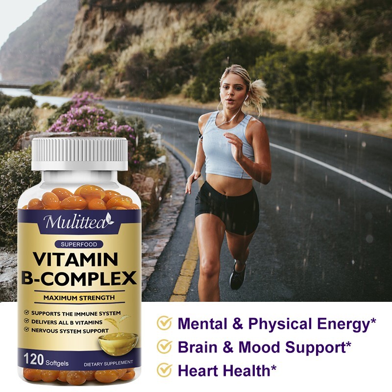 Vitamin B Complex 120 Capsules B1,B2,B3,B5,B6,B7,B9,B12, Immune Support Pills
