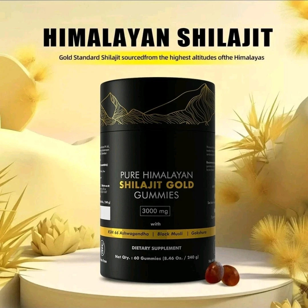 Pure Himalayan Shilajit Gold Gummies with Ashwagandha, and Gokshura , 60 Gummies