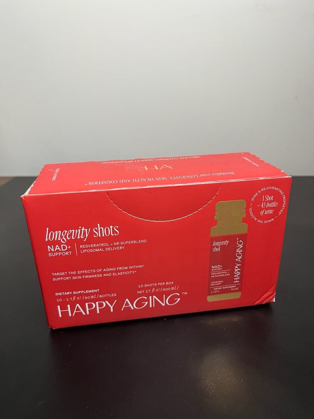 Happy Aging Longevity Shots NAD+ Resveratrol + NR Superblend Dietary Supplement,