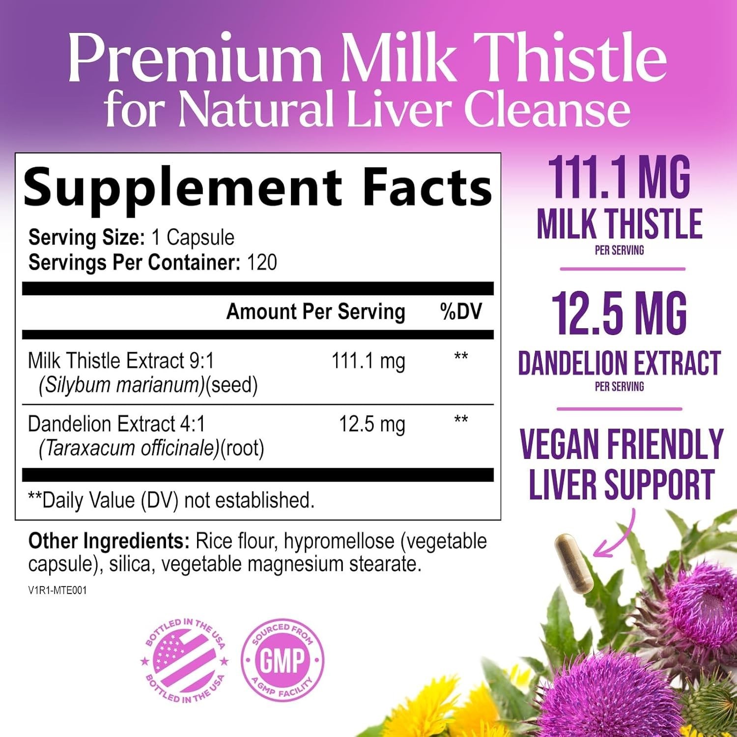 Milk Thistle Supplement – Max Strength 1000mg for Liver Cleanse Detox & Repair