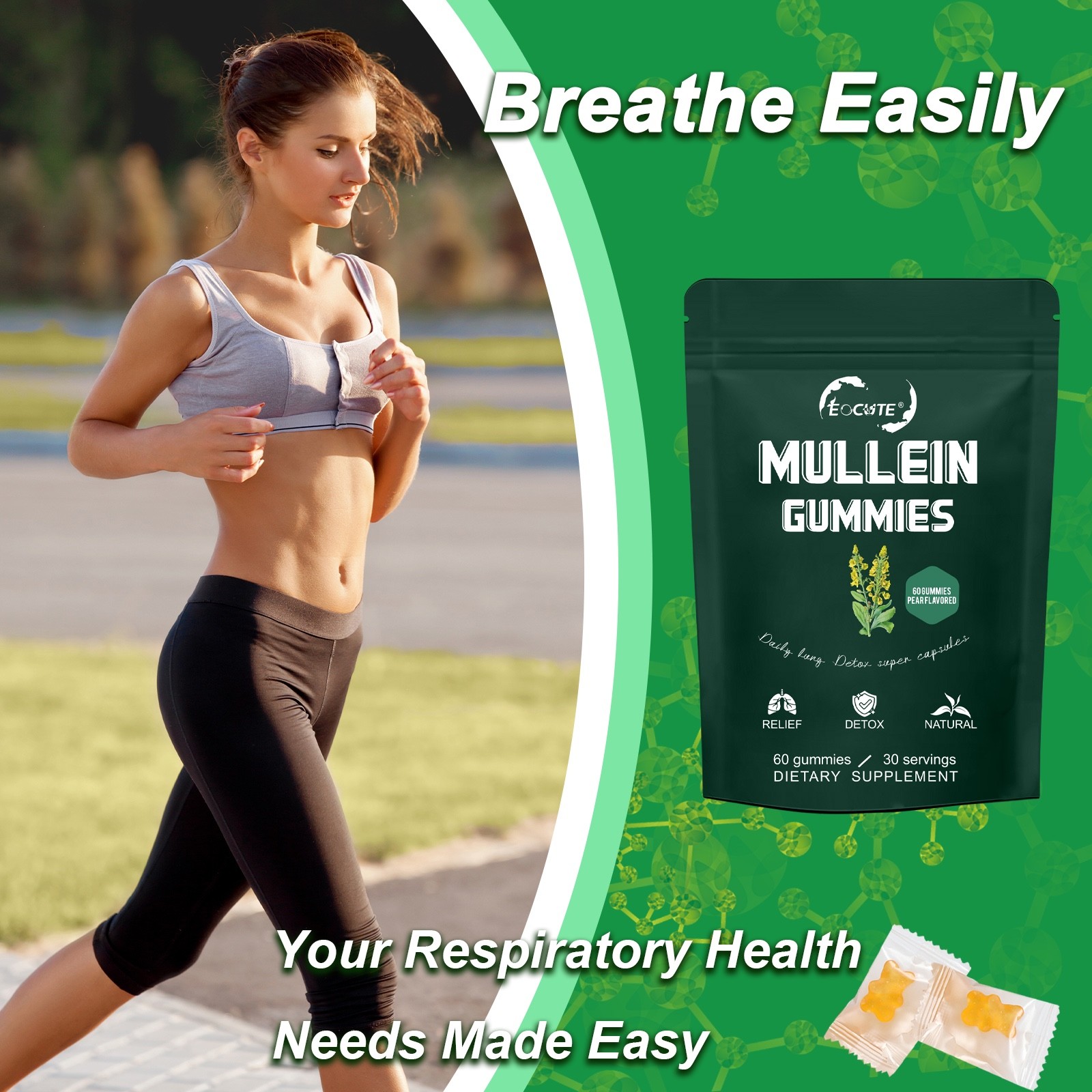 Mullein Leaf Extract Gummies for Lung Cleanse, Extra Strength 10000 MG USA