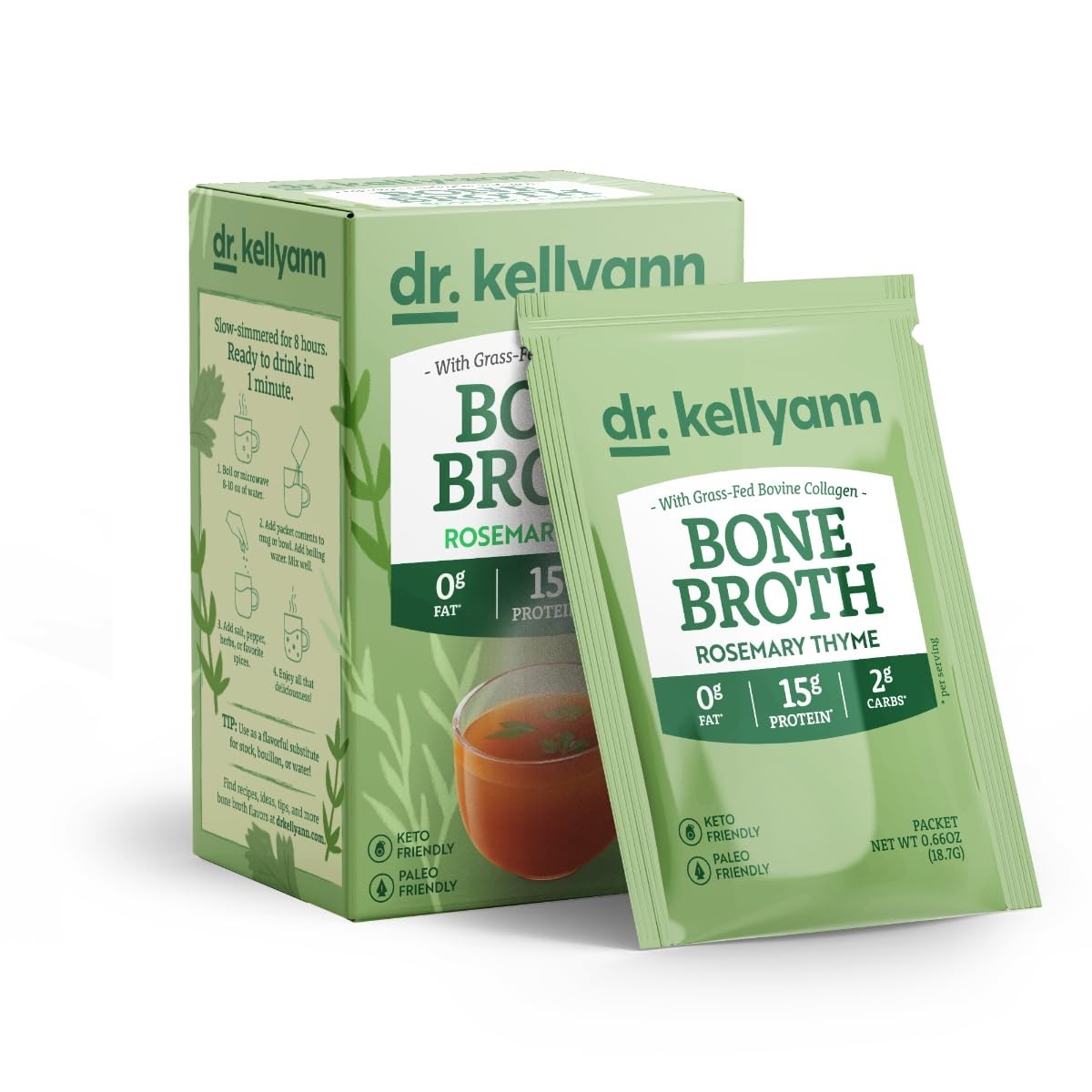 Quick and Tasty Rosemary Thyme Bone Broth Packets – 16g Protein & Nourishment