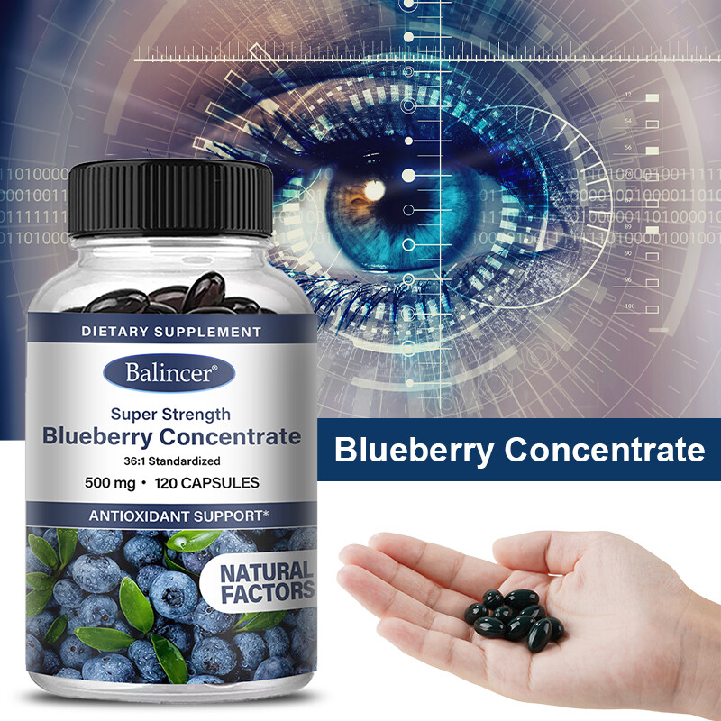 Blueberry Concentrate 500 Mg Capsules ANTIOXIDANT SUPPORT,PROMOTES EYE HEALTH