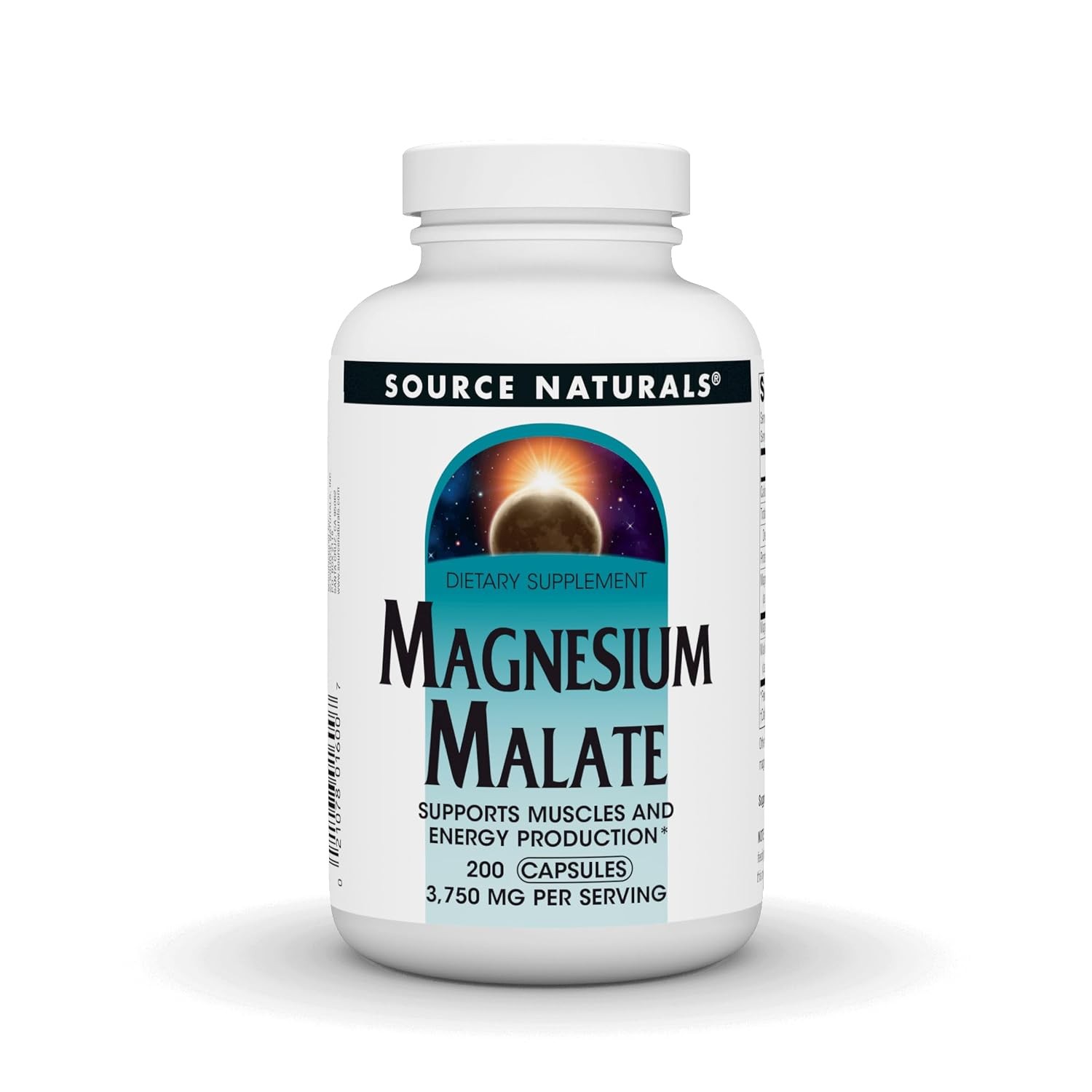 Magnesium Malate Supplement 200 Count Unflavored Capsules 3750mg Energy Support