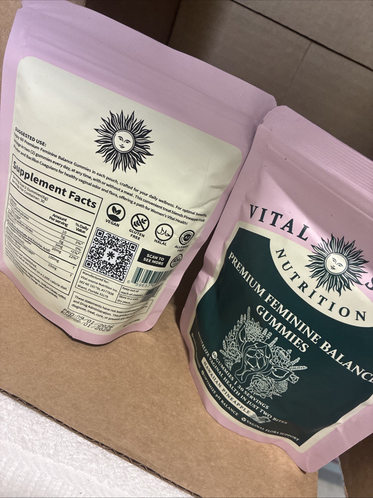 2X Vital Natural Nutrition Premium Feminine Balance Gummies 60 Gummies Exp 8/28