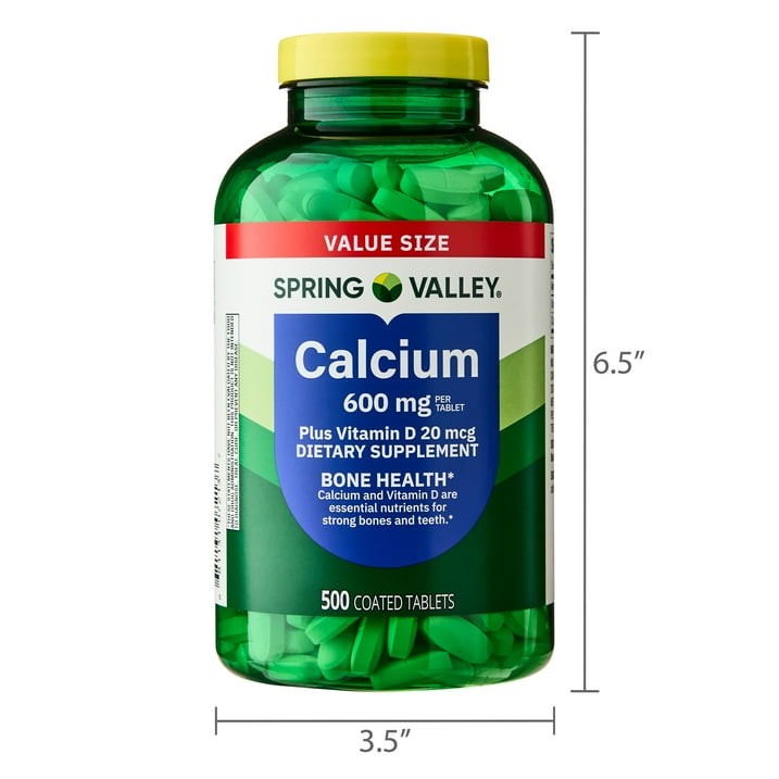 3 Pack Spring Valley Calcium Plus Vitamin D Tablets 600 mg Bone Health 500 Count