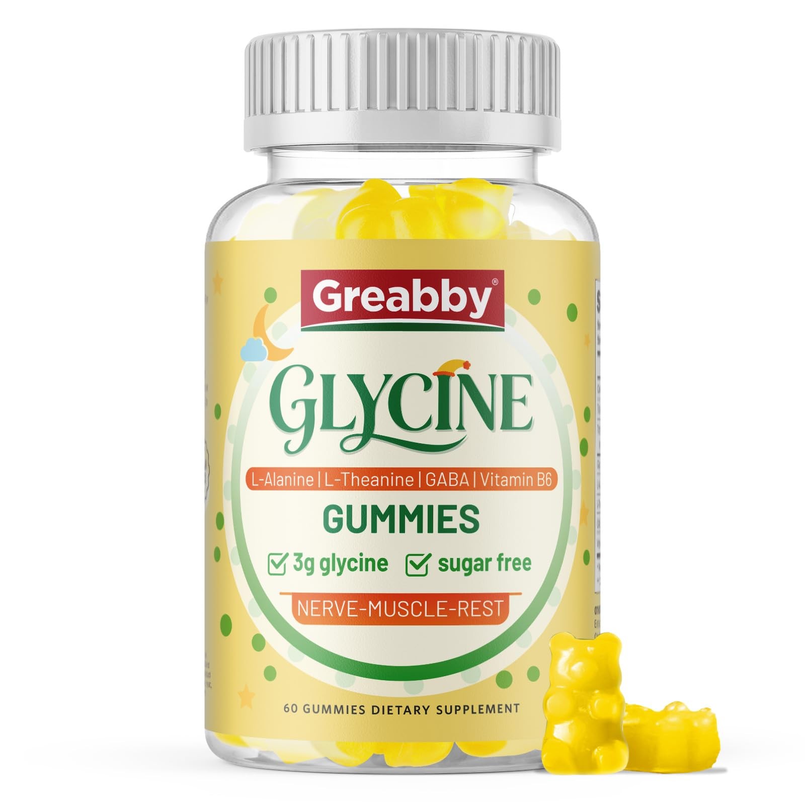 Glycine 3g Gummies, with L Alanine 1000 mg, L Theanine, 1 Count (Pack of 60)