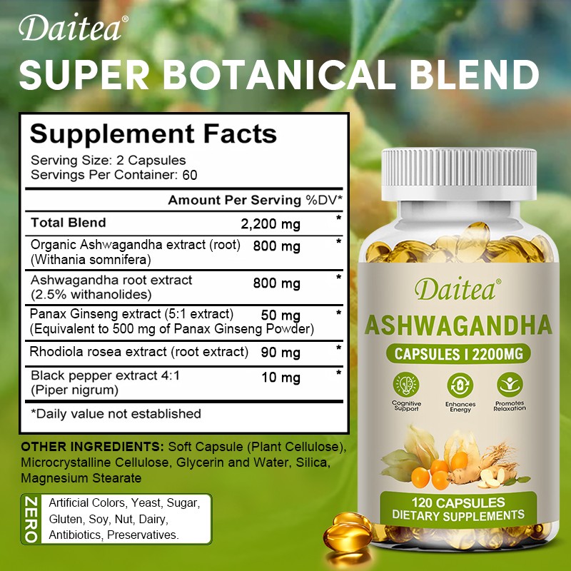 Ashwagandh 2200MG I Enhance Energy and Promote Relaxation 30/60/120 Capsules