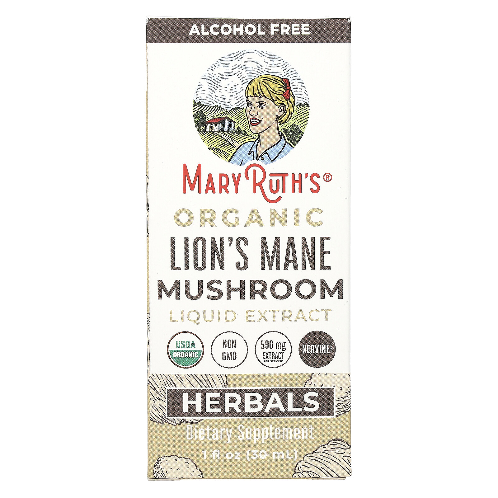 Organic Lion’s Mane Mushroom Liquid Extract, Alcohol Free, 590 mg, 1 fl oz (30