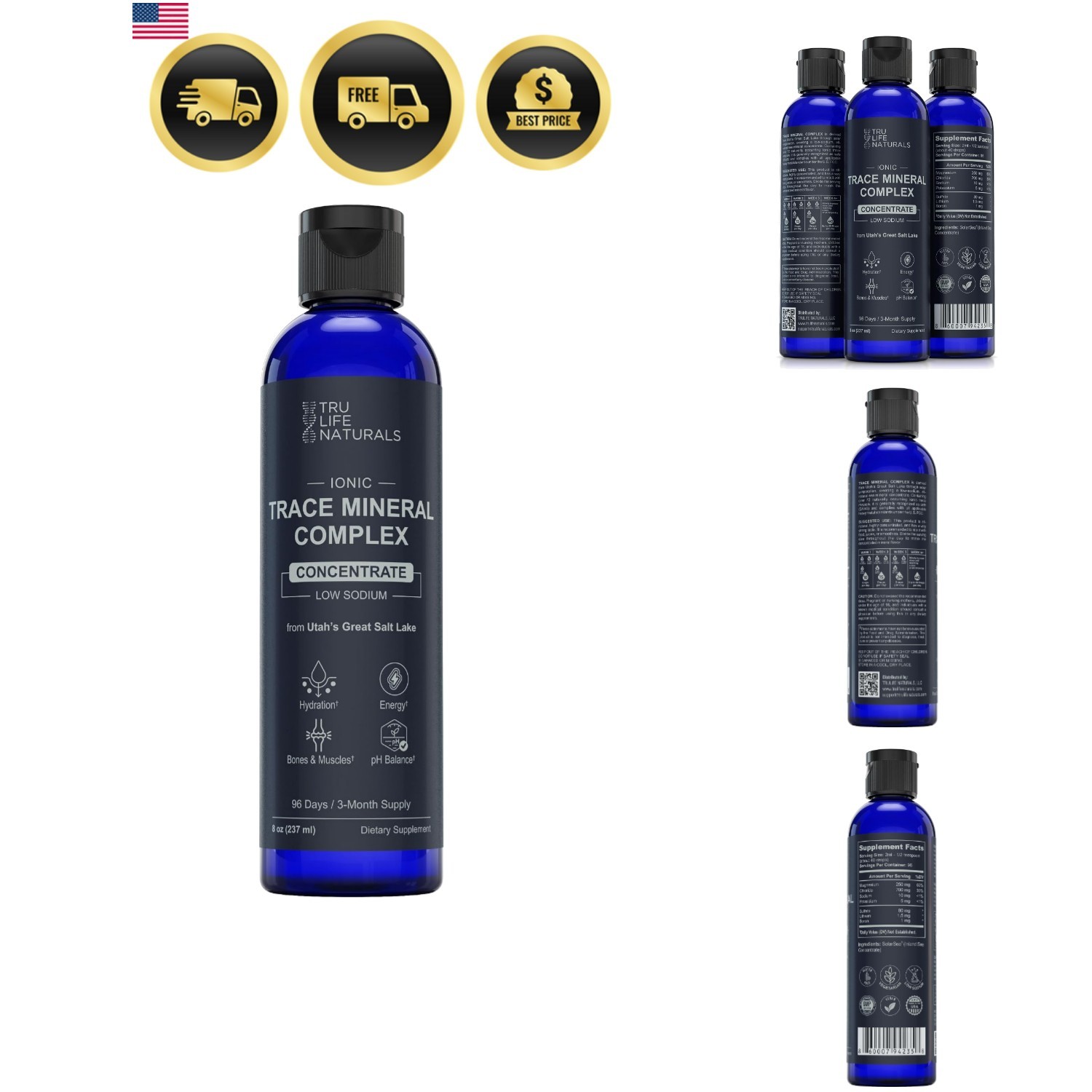 Trace Mineral Complex – 8 oz 96 Servings – 72+ Ionic Minerals Concentrate/Mag…